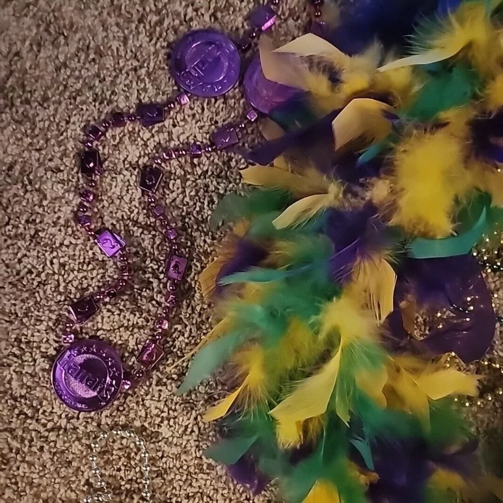 Mardi Gras St Pats Party In Bag Beads Boa Purple Green Gold Parade 18 Necklaces
